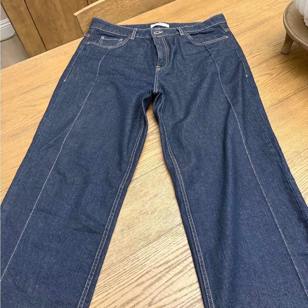 Like new Mango Dark Blue Denim Jeans with front stitched seam only worn 1 time
